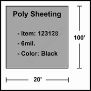6 mil Poly Plastic Sheeting, Construction & Agricultural (C&A) Film 20' x 100' Black 
