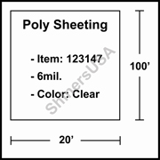 6 mil Poly Plastic Sheeting, Construction & Agricultural (C&A) Film 20' x 100' Clear 