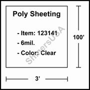 6 mil Poly Plastic Sheeting, Construction & Agricultural (C&A) Film 3' x 100' Clear 