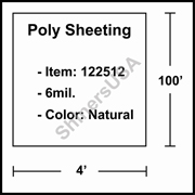 6 mil Poly Plastic Sheeting, Construction & Agricultural (C&A) Film 4' x 100' Natural 