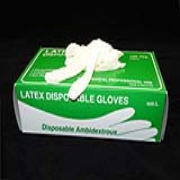 Powdered White Disposable Latex Gloves 5-mil (S) Box-100