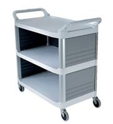 3-Shelf Utility Cart, Enclosed on 3 Sides (Off-White) 300-lb 1/ea