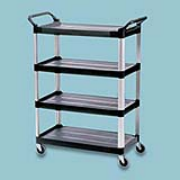 4-Shelf Utility Cart, Open All Sides (Black) 300-lb 1/ea