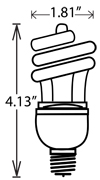 Flourescent Mini Spiral Med-Base 13-Wat ES S7217 1/ea