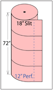 Pink Anti-Static Foam Roll 1/4"x72"x250' 18"-slit 12"-perf 1/bnd.
