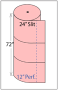 Pink Anti-Static Foam Roll 1/4"x72"x250' 24"-slit 12"-perf 1/bnd.