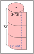 Pink Anti-Static Foam Roll 1/8"x72"x550' 24"-slit 12"-perf 1/bnd.