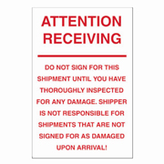 6x10"Attention Receiving Label rl/500