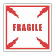 4x4"Fragile (red / white) Label rl/500