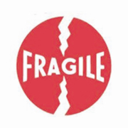 4x4"Fragile (white / red) Label rl/500