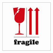 3x4"Fragile (broken glass - arrows) Label rl/500