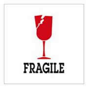 3x4"Fragile (broken glass) Label rl/500
