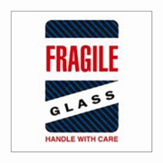 4x6"Fragile Glass Handle With Care(black / blue stripes - arrows) Label rl/500