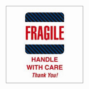 4x6"Fragile Handle With Care Thank You (black / blue stripes / arrows) Label rl/500