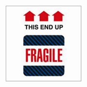 4x6"Fragile This End Up (black / blue stripes / arrows) Label rl/500
