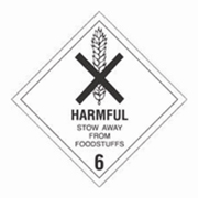 4x4"Harmful Stow Away From Foodstuffs - Hazard Class 6 Label rl/500