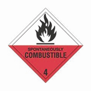 4x4"Spontaneously Combustible - Hazard Class 4 Label rl/500