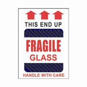 4x6"Thin End Up Fragile Glass (arrows / broken glass) Label rl/500