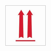 3x5"Two Red Up Arrows Over Red Bar Label rl/500