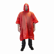 Red 10-mil One-Piece Poncho with Hood and Side Snaps 1/ea