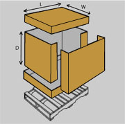 Corrugated Box (D-style with Pallet) 51-3/8x40-3/8x40-1/2" 500-lb. D/W Kraft 1/ea (T)